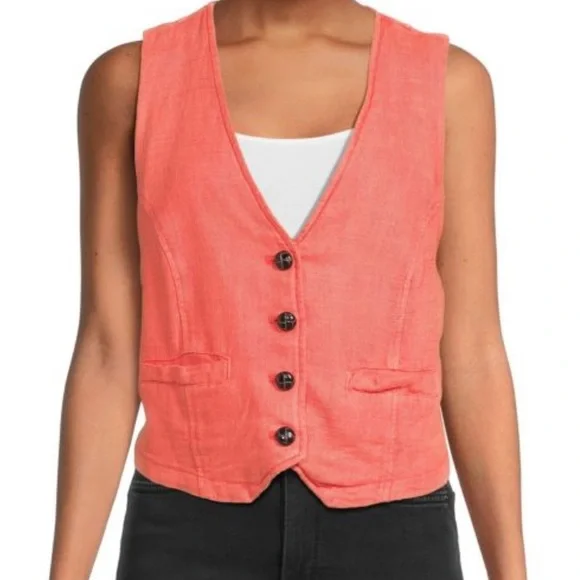 Free People NWT Charley linen blend vest - Picture 5 of 5